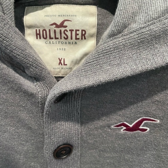 Holster hooded buttoned knit sweater cardigan XL slim fit with pockets - Picture 2 of 3